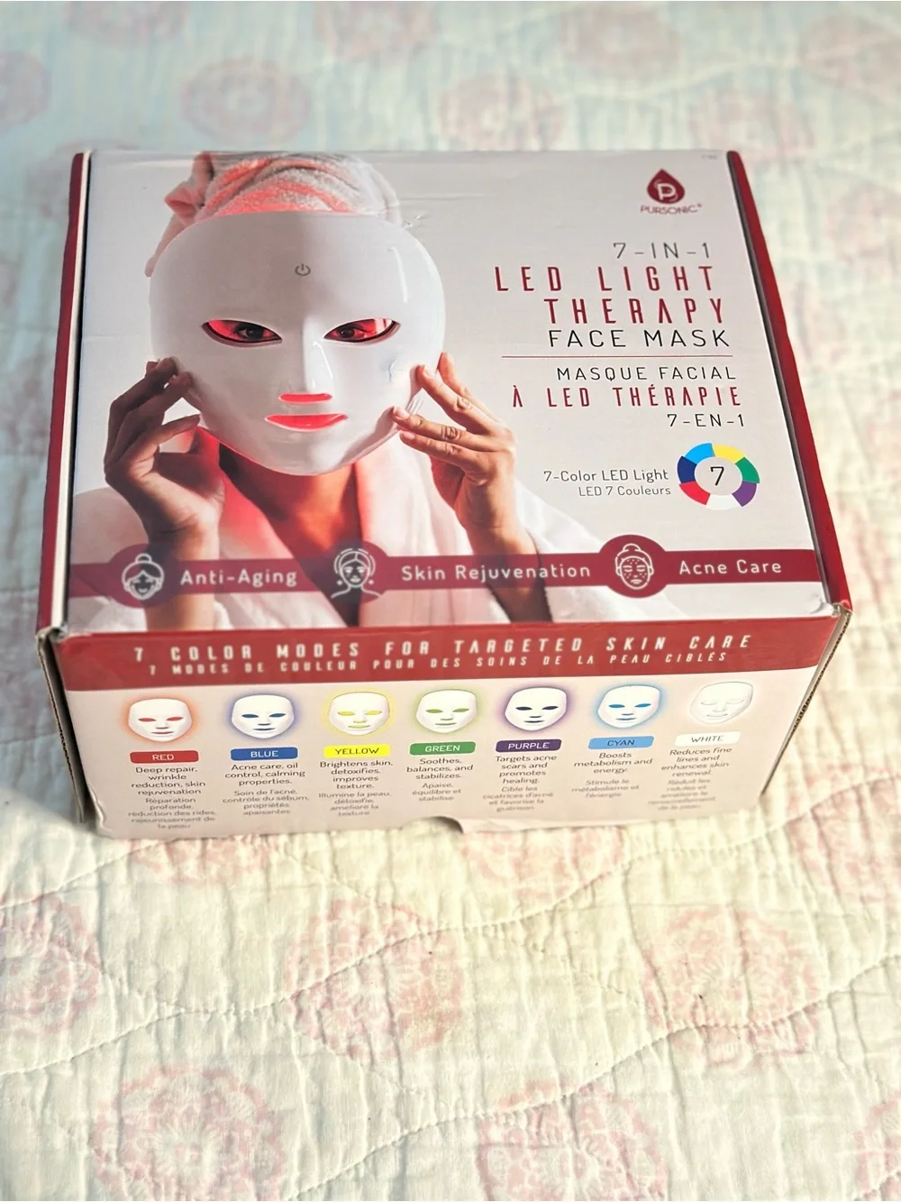 Pursonic | 7 Color LED Red Light Therapy Face Mask for Acne & Anti-Aging NWT 🏷️